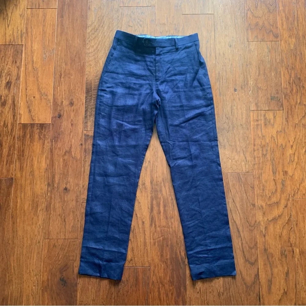 Ralph Lauren Boys Bright Navy Linen Chino Pants | Size 12R